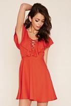 Forever21 Women's  Ruffled Lace-up Dress