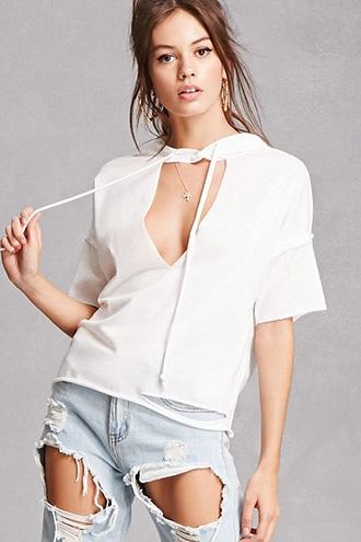 Forever21 Hooded Cutout Top