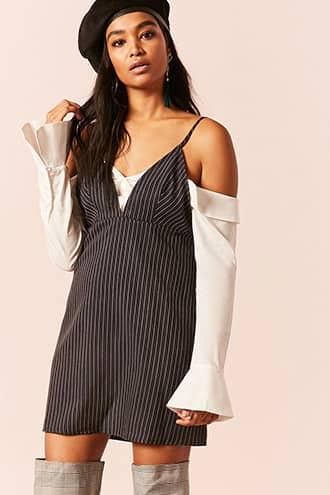 Forever21 Pinstripe Combo Dress