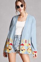 Forever21 Embroidered Chambray Jacket