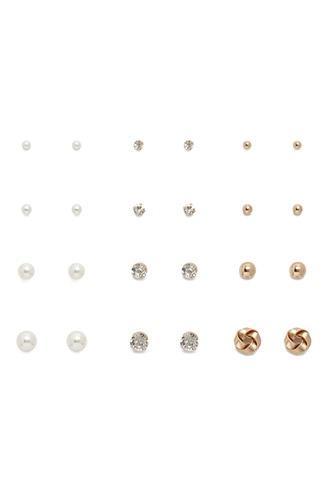 Forever21 Gold & Clear Twist Knot Stud Set