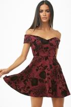 Forever21 Floral Off-the-shoulder Fit & Flare Dress