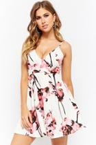 Forever21 Floral Lace-up Cutout Skater Dress