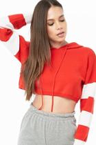 Forever21 Cropped Striped-trim Hoodie