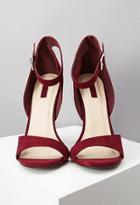 Forever21 Women's  Faux Suede Ankle Strap Sandals (wine)