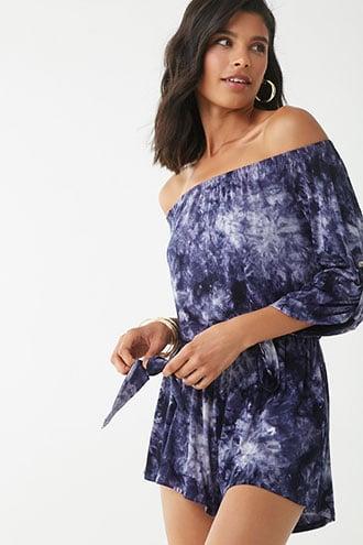 Forever21 Off-the-shoulder Tie-dye Romper