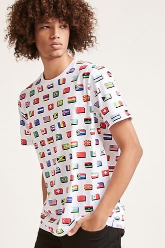 Forever21 Flag Print Crew Tee