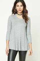 Forever21 Women's  Heather Grey Ribbed Knit Trapeze Top