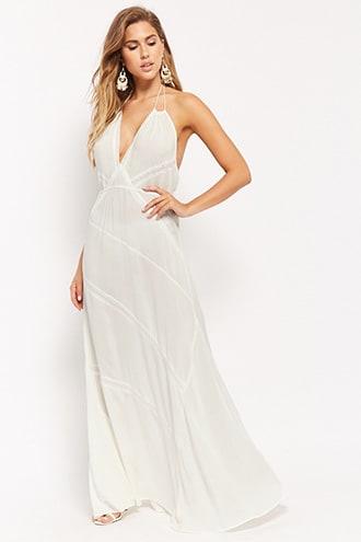 Forever21 Crochet-trim Halter Maxi Dress