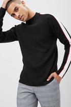 Forever21 Mock Neck Striped-sleeve Sweater