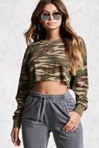 Forever21 Camo Waffle Knit Crop Top