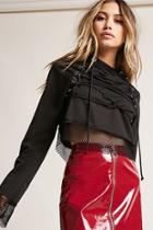 Forever21 Mesh Lace-up Cropped Hoodie