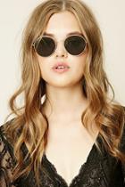 Forever21 Gold & Grey Mirrored Round Sunglasses