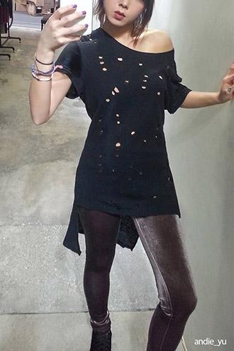 Forever21 Distressed High-low Tee