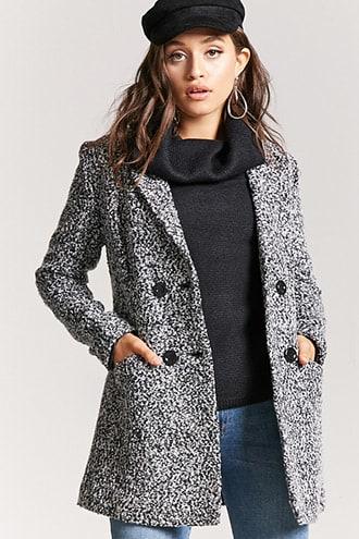 Forever21 Boucle Double-breasted Peacoat