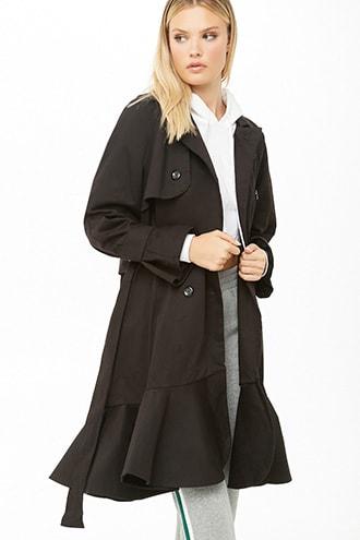 Forever21 Ruffle Hem Trench Coat