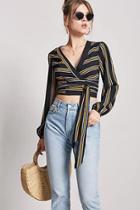 Forever21 Striped Self-tie Wrap Top