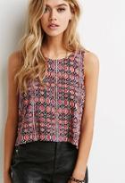 Forever21 Abstract Tile Print Cropped Top