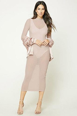 Forever21 Sheer Mock Neck Bodycon Dress