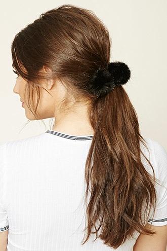 Forever21 Black Pom-pom Hair Tie