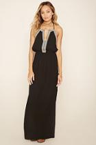 Forever21 Women's  Embroidered M-slit Maxi Dress