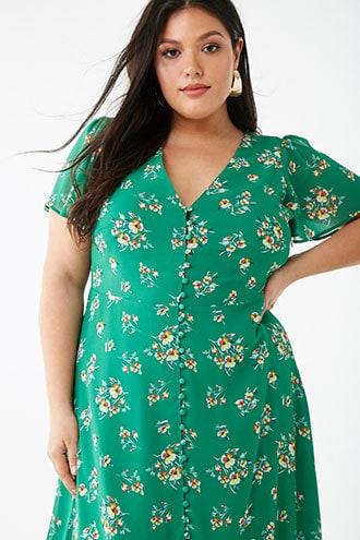 Forever21 Plus Size Button-down Floral Dress