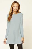 Forever21 Women's  Dusty Blue Ribbed Knit Swing Dress