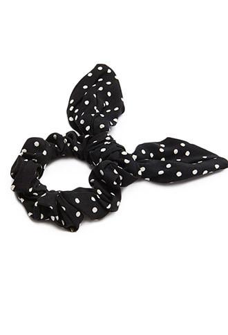 Forever21 Bow Polka Dot Scrunchie (black/cream)