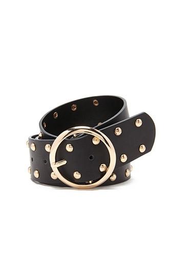Forever21 Black Circle Buckle Studded Belt