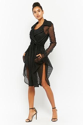 Forever21 Open-mesh Longline Trench Coat
