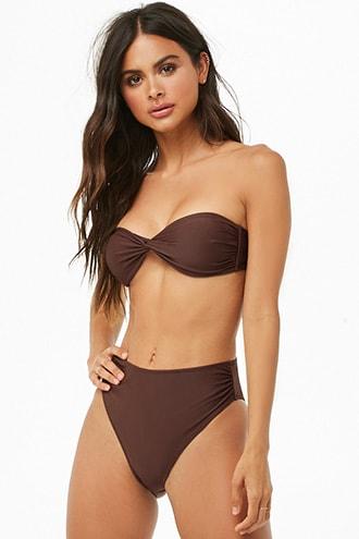 Forever21 High-waist Shirred Bikini Bottoms