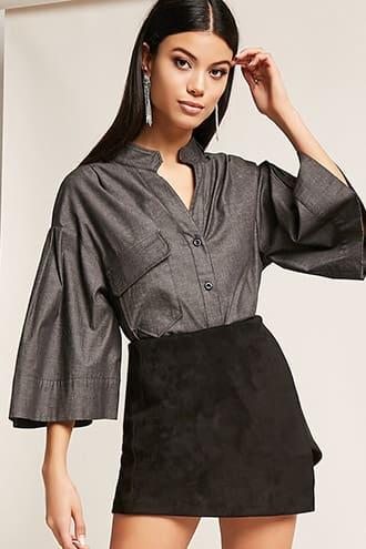 Forever21 Pleated High-low Top