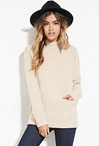 Forever21 Women's  Champagne Mock Neck Sweater