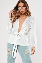 Forever21 Missguided Plunging Tie-front Top
