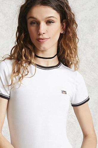 Forever21 Rainbow Patch Ringer Tee
