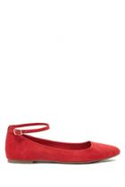 Forever21 Women's  Faux Suede Ankle-strap Flats