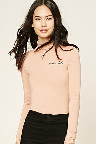 Forever21 Women's  Babes Club Turtleneck Top