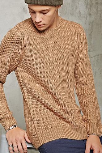 21 Men Men's  Chunky Ribbed Knit Sweater