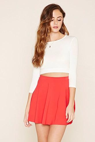 Forever21 Women's  Red Mini Skater Skirt