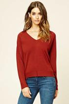 Forever21 Women's  Rust V-neck Sweater Top
