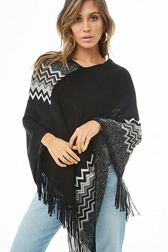 Forever21 Chevron Striped Poncho