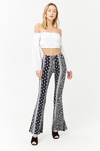 Forever21 Floral & Mosaic Flared Pants
