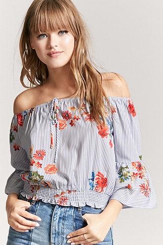 Forever21 Floral Bell Sleeve Top