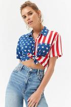 Forever21 American Flag Print Boxy Shirt
