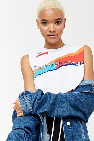 Forever21 Corvette Graphic Crop Top