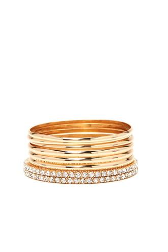 Forever21 Gold & Clear Rhinestone Bangle Set