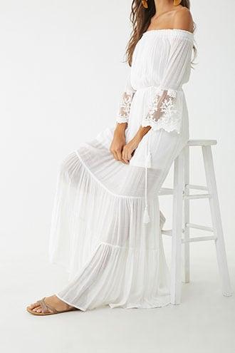 Forever21 Belted Floral Embroidered Maxi Dress