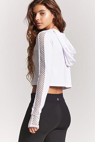 Forever21 Active Mesh-sleeve Hooded Top