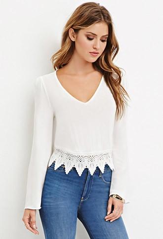 Forever21 Crocheted Bell Blouse