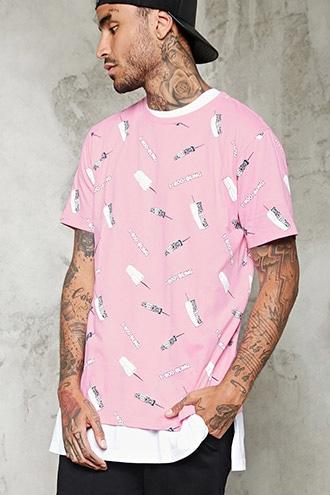 21 Men Men's  Pink & Black 1-800-bling Graphic Tee